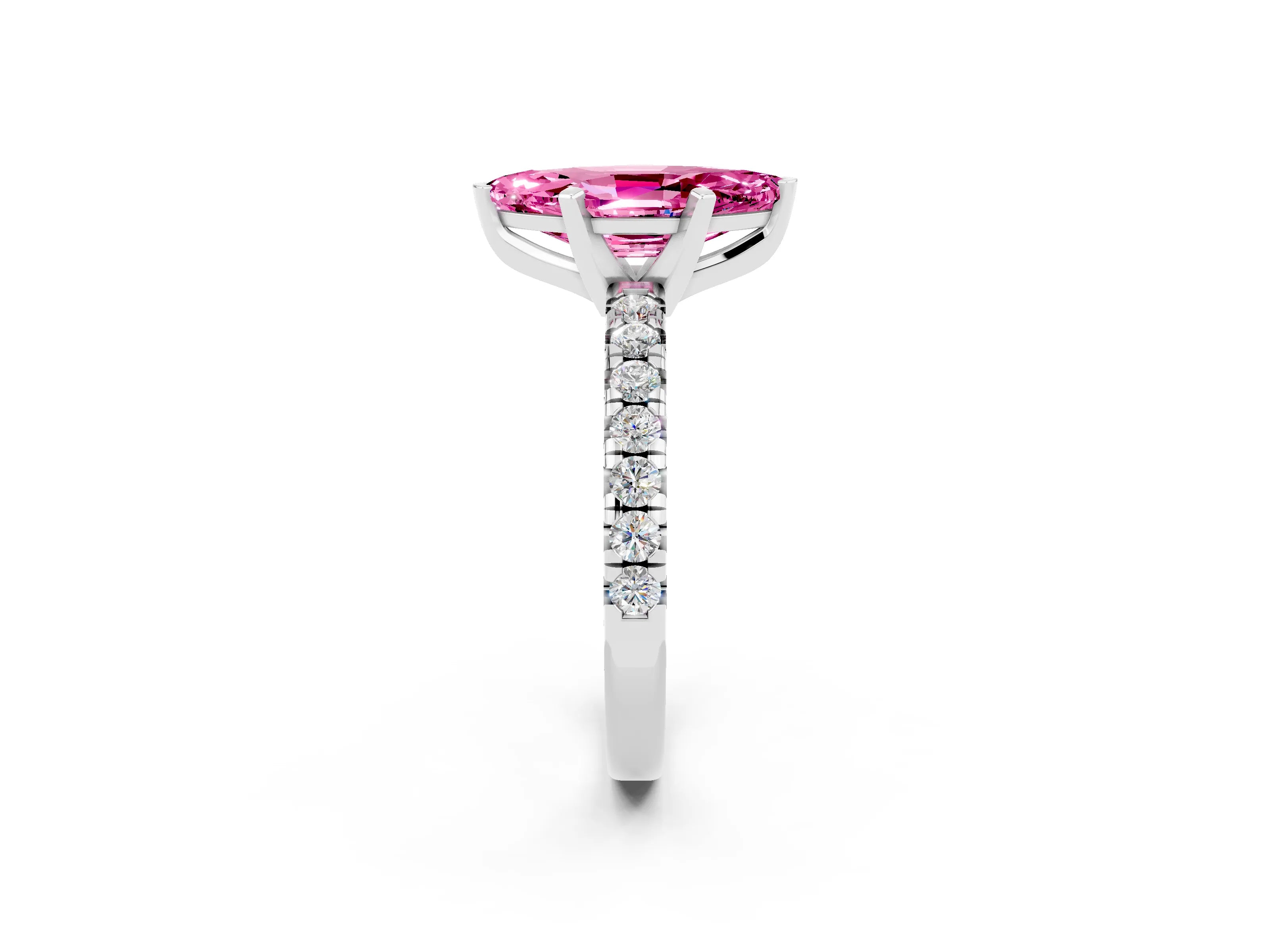 White gold Marquise Cut Solitaire Pave Diamond Engagement Ring with Four-Prong Setting_14
