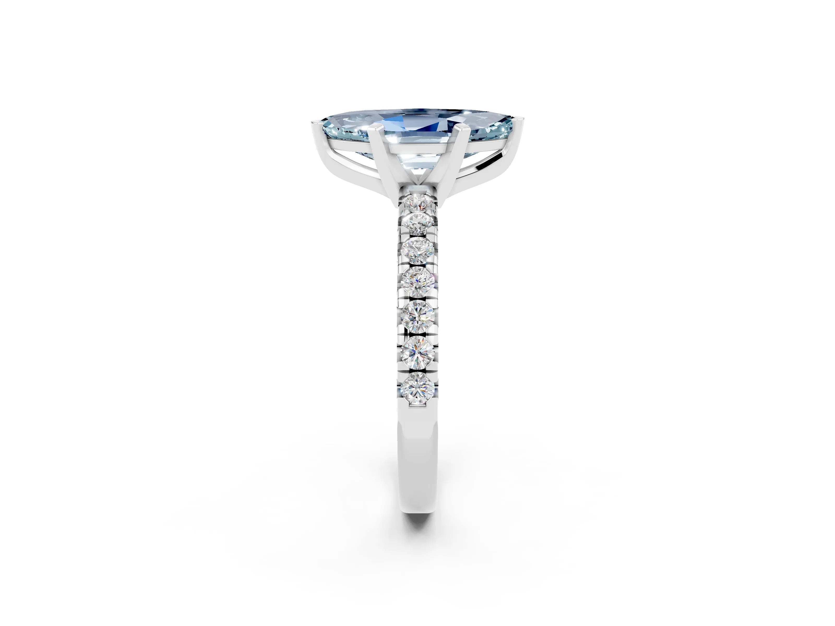 White gold Marquise Cut Solitaire Pave Diamond Engagement Ring with Four-Prong Setting_14