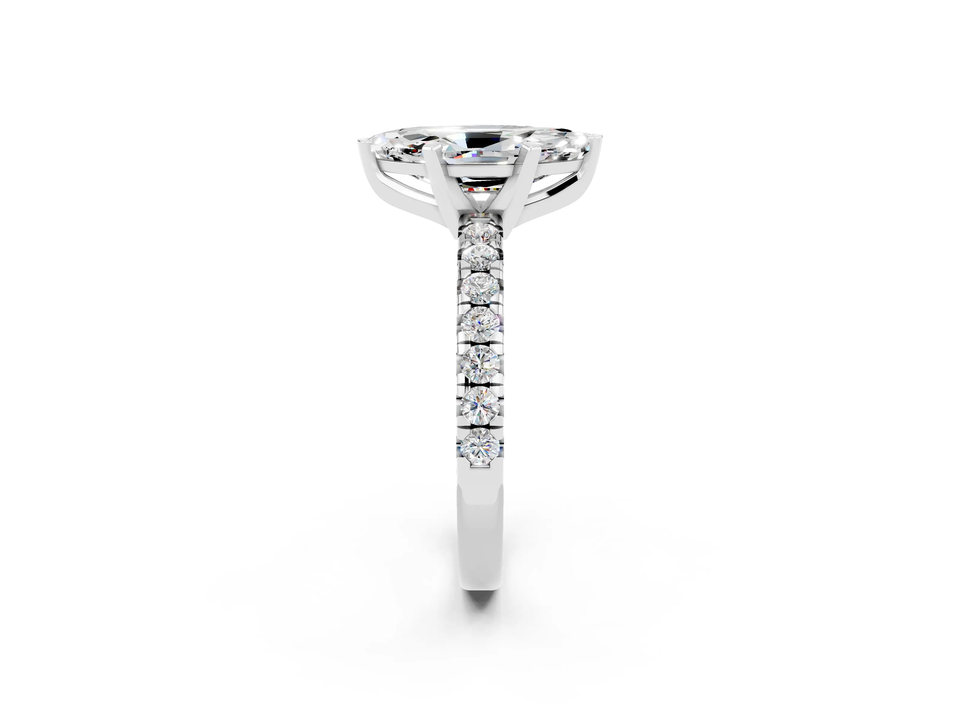 White gold Marquise Cut Solitaire Pave Diamond Engagement Ring with Four-Prong Setting_14