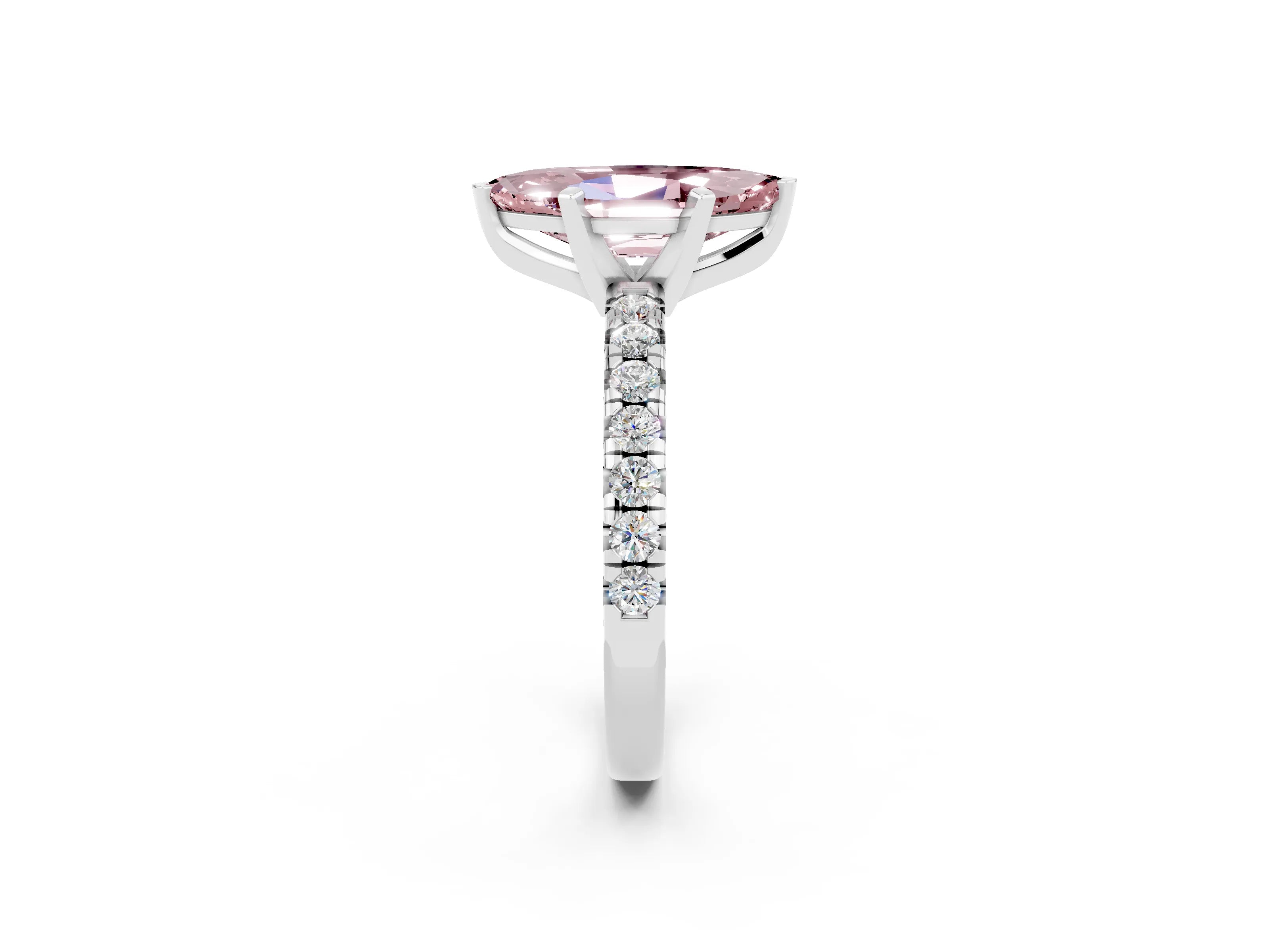 White gold Marquise Cut Solitaire Pave Diamond Engagement Ring with Four-Prong Setting_14