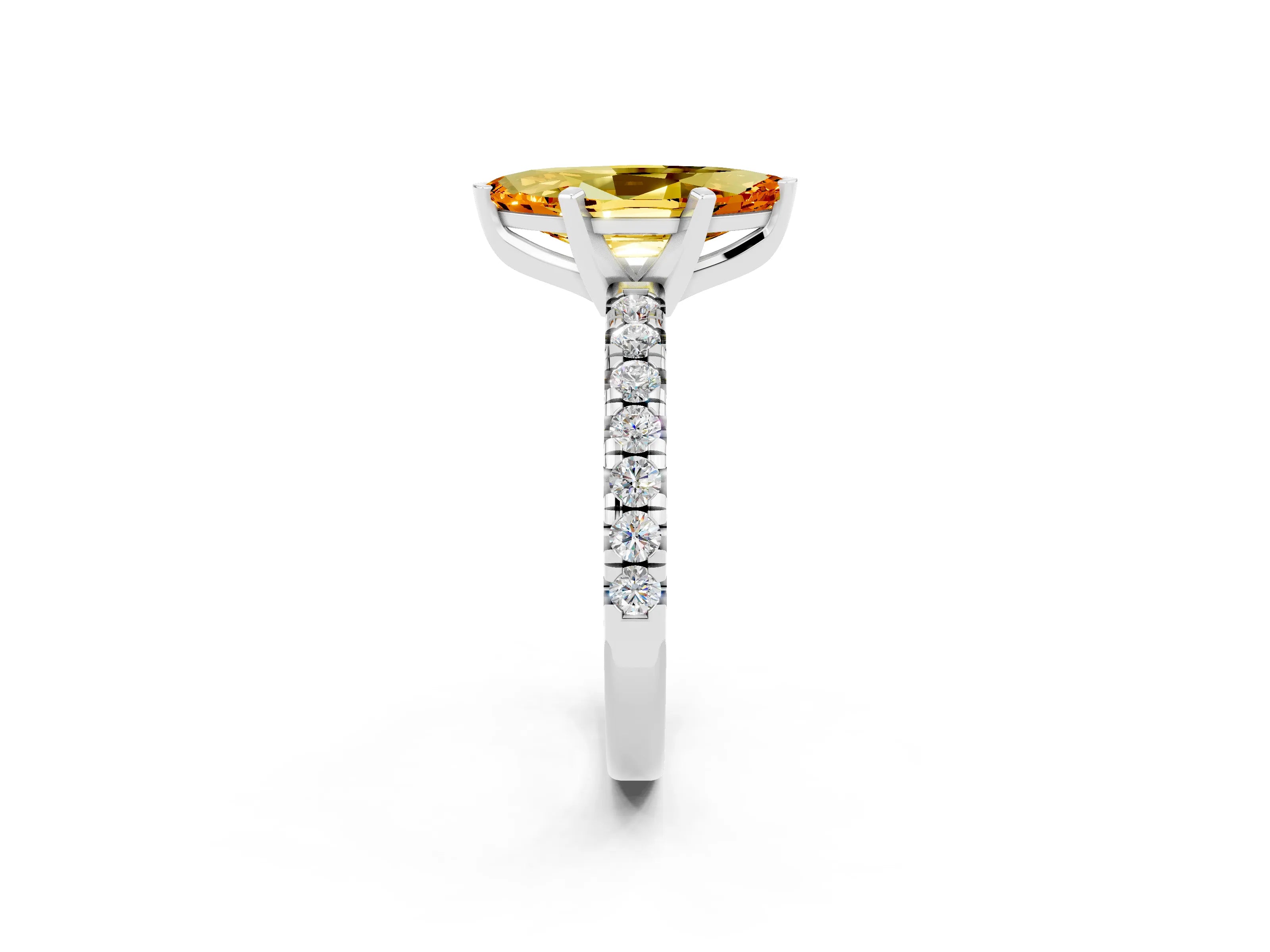 White gold Marquise Cut Solitaire Pave Diamond Engagement Ring with Four-Prong Setting_14