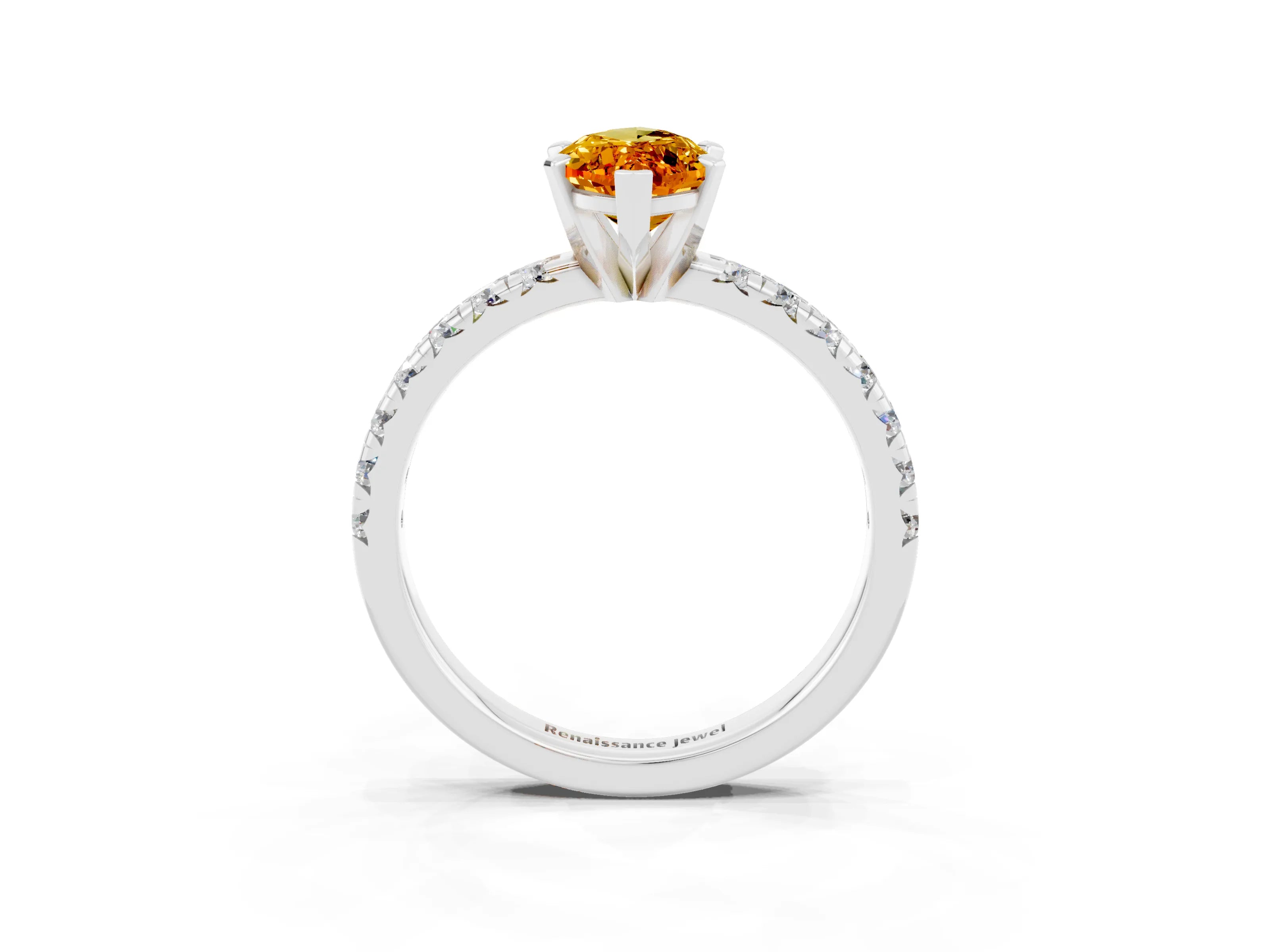 White gold Marquise Cut Solitaire Pave Diamond Engagement Ring with Four-Prong Setting_15