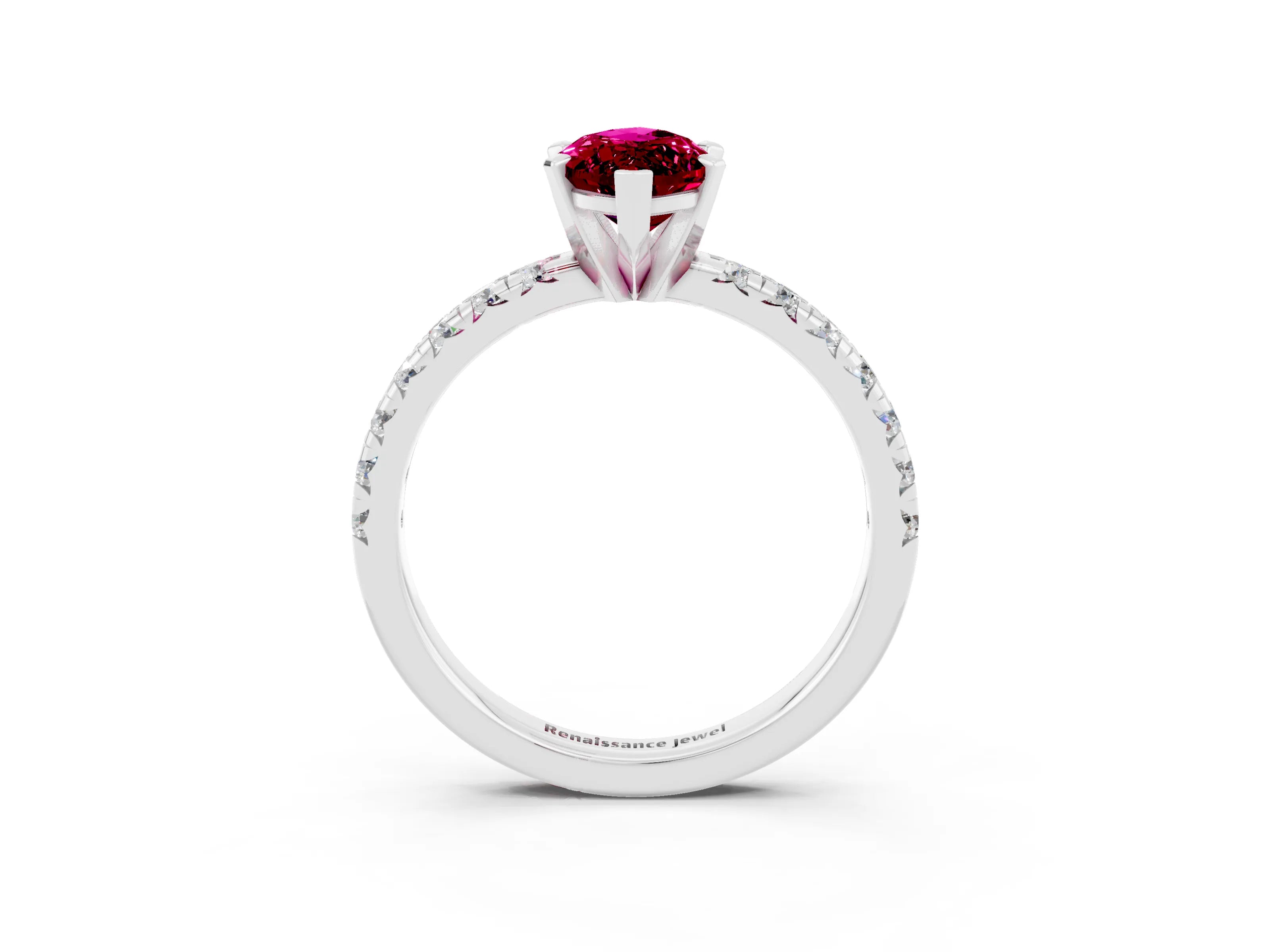 White gold Marquise Cut Solitaire Pave Diamond Engagement Ring with Four-Prong Setting_15