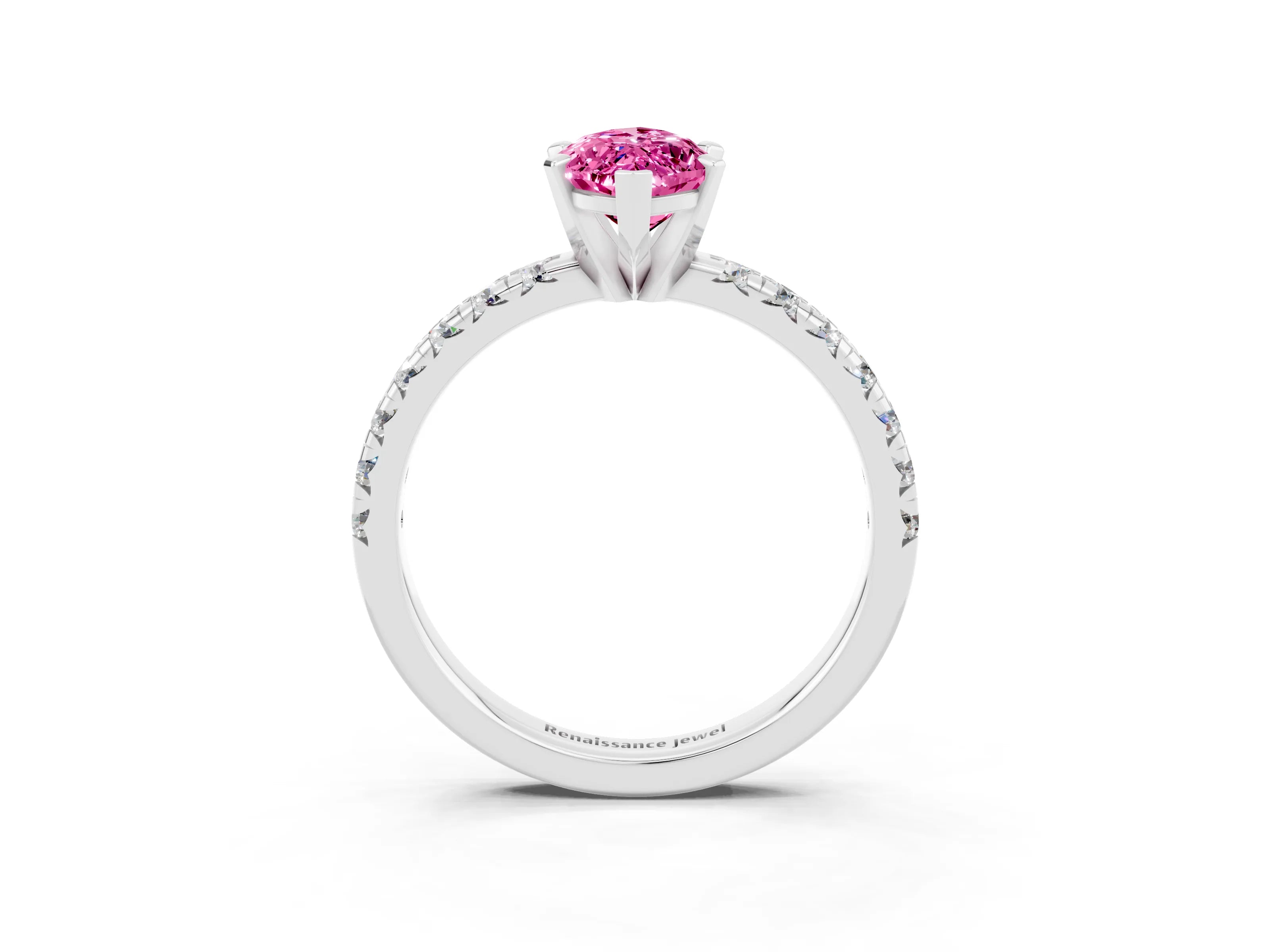 White gold Marquise Cut Solitaire Pave Diamond Engagement Ring with Four-Prong Setting_15