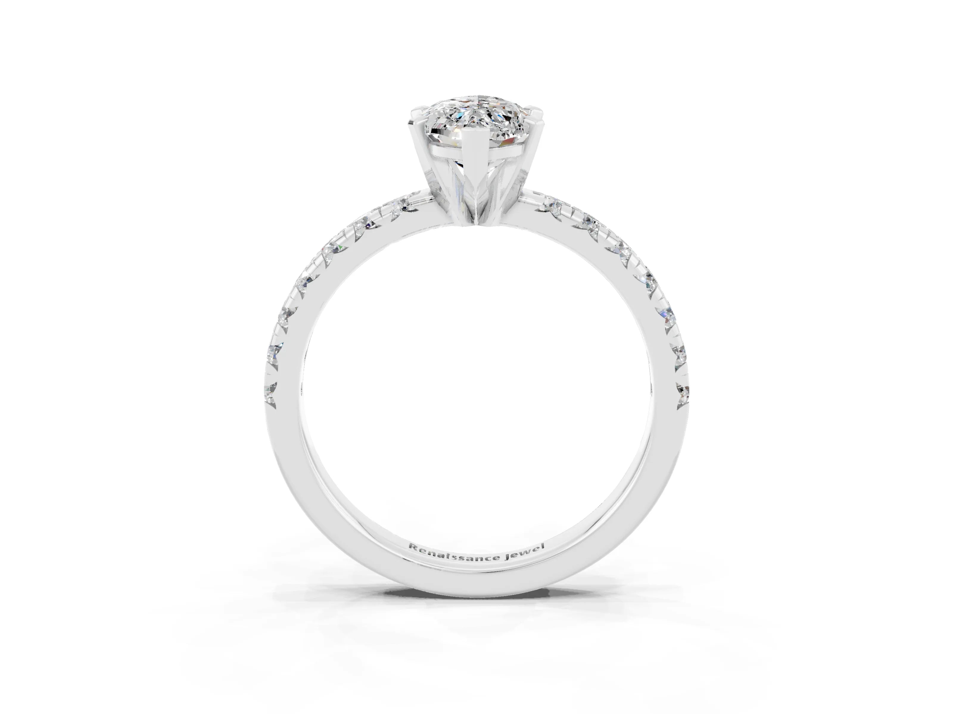 White gold Marquise Cut Solitaire Pave Diamond Engagement Ring with Four-Prong Setting_15