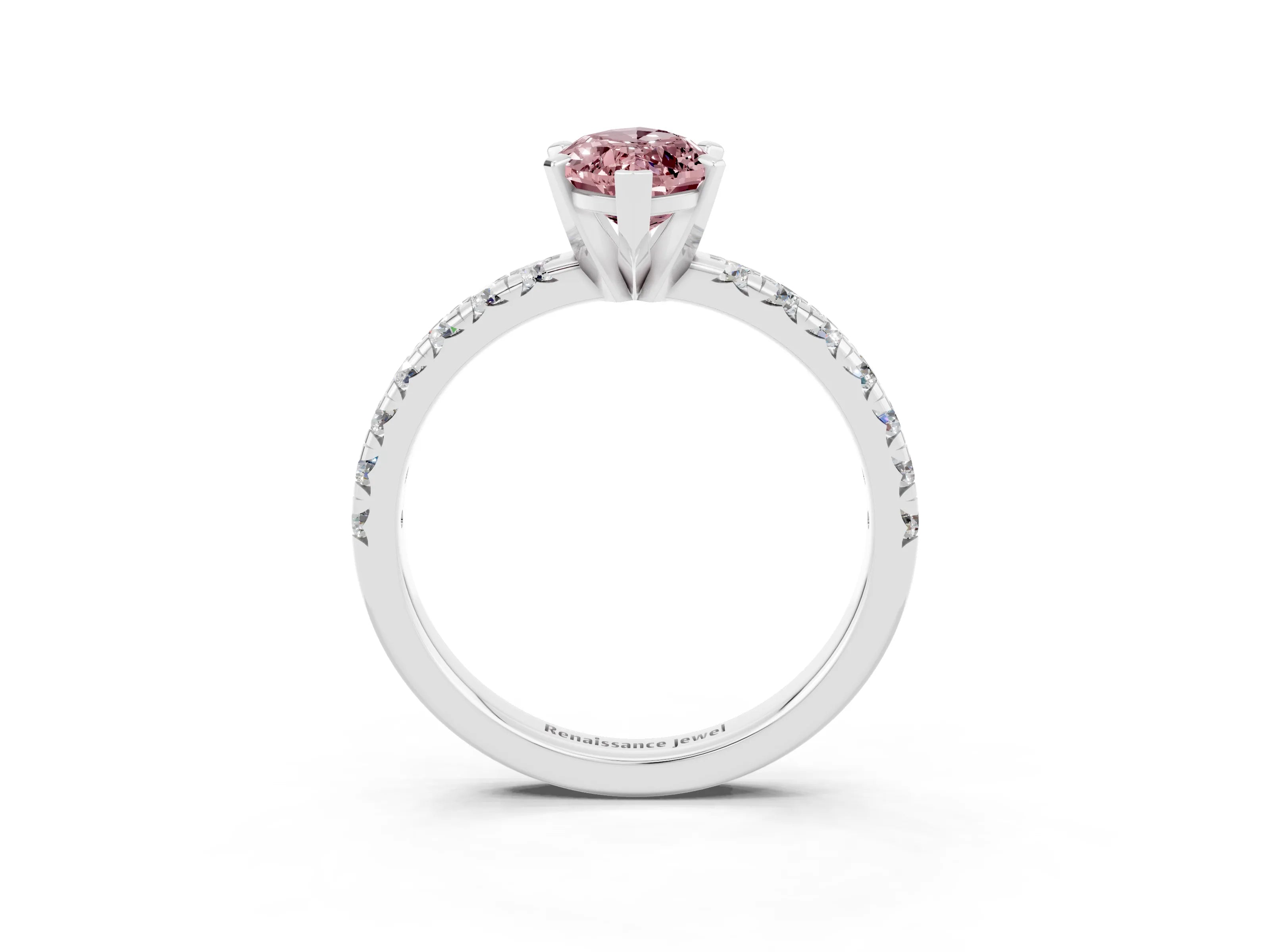 White gold Marquise Cut Solitaire Pave Diamond Engagement Ring with Four-Prong Setting_15