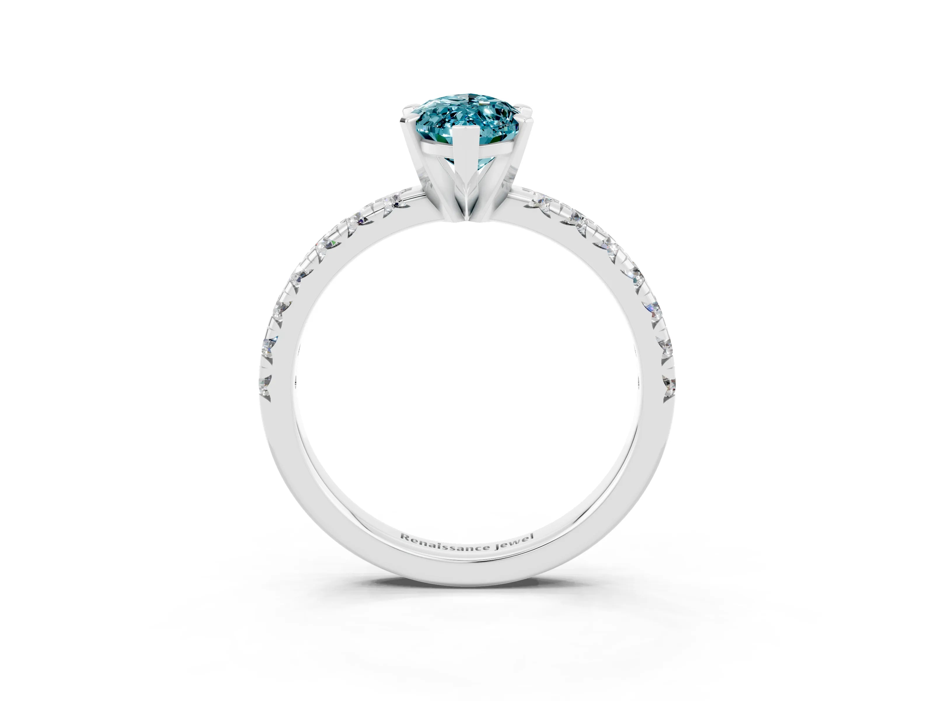 White gold Marquise Cut Solitaire Pave Diamond Engagement Ring with Four-Prong Setting_15