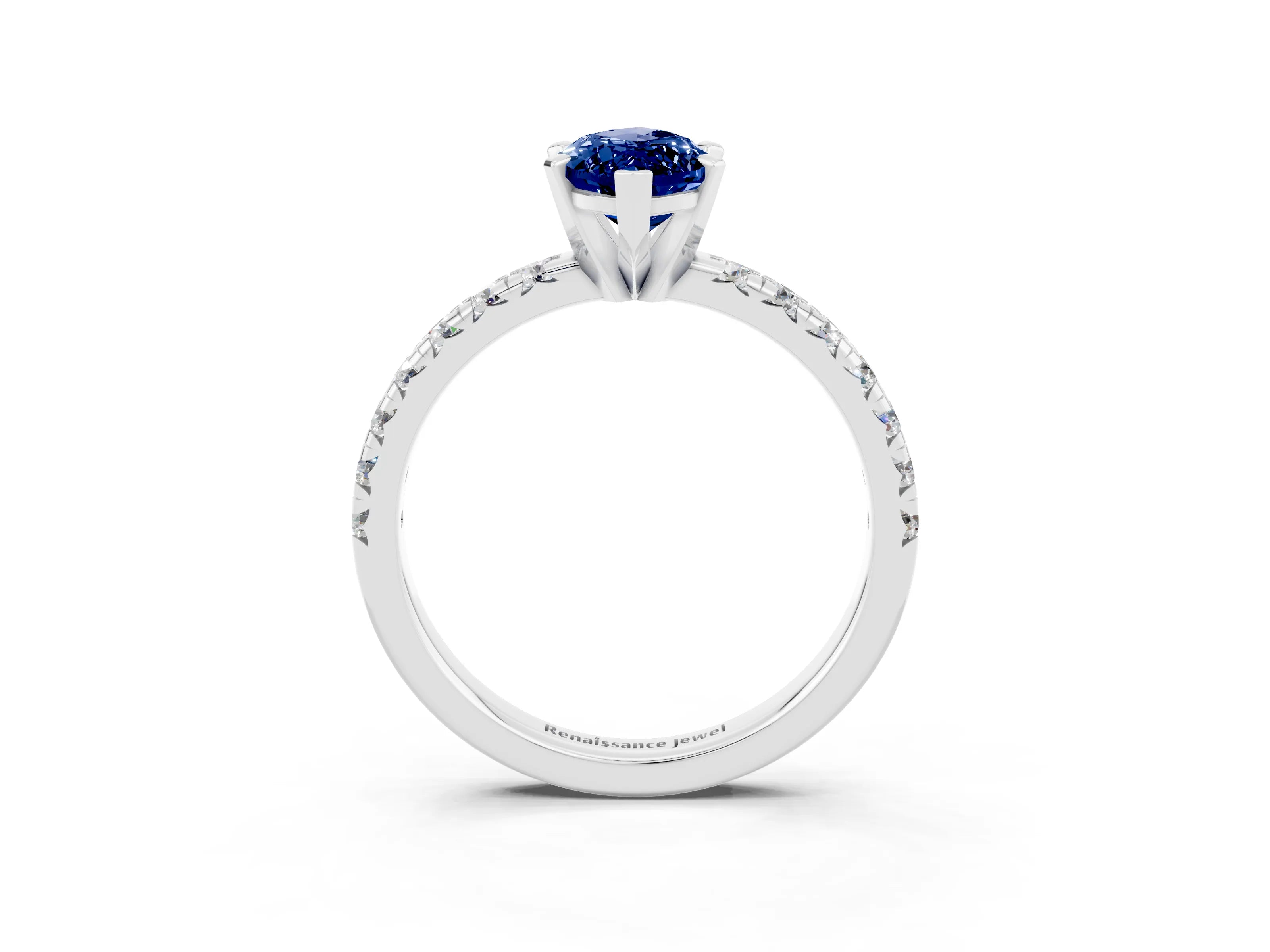 White gold Marquise Cut Solitaire Pave Diamond Engagement Ring with Four-Prong Setting_15