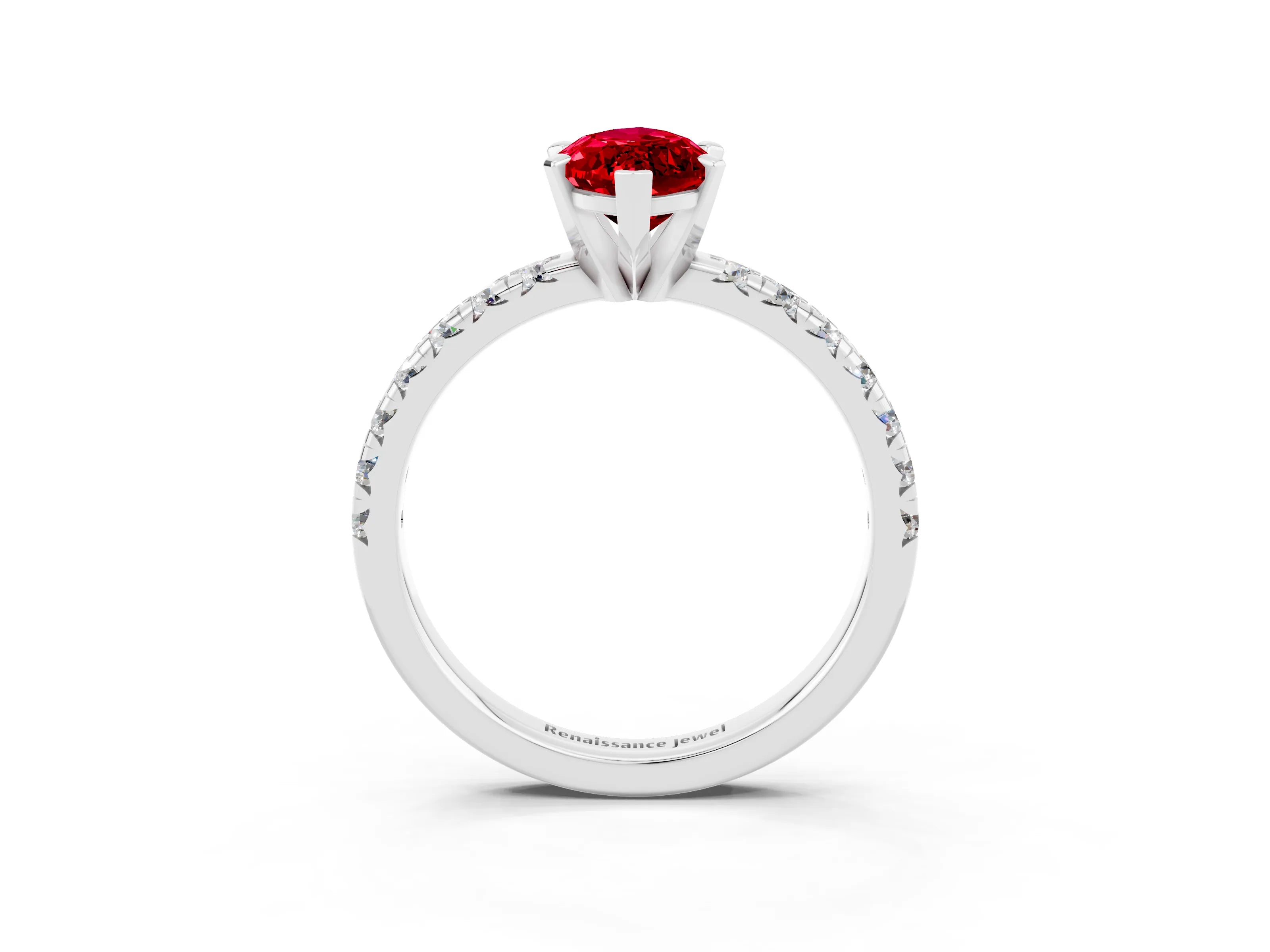 White gold Marquise Cut Solitaire Pave Diamond Engagement Ring with Four-Prong Setting_15