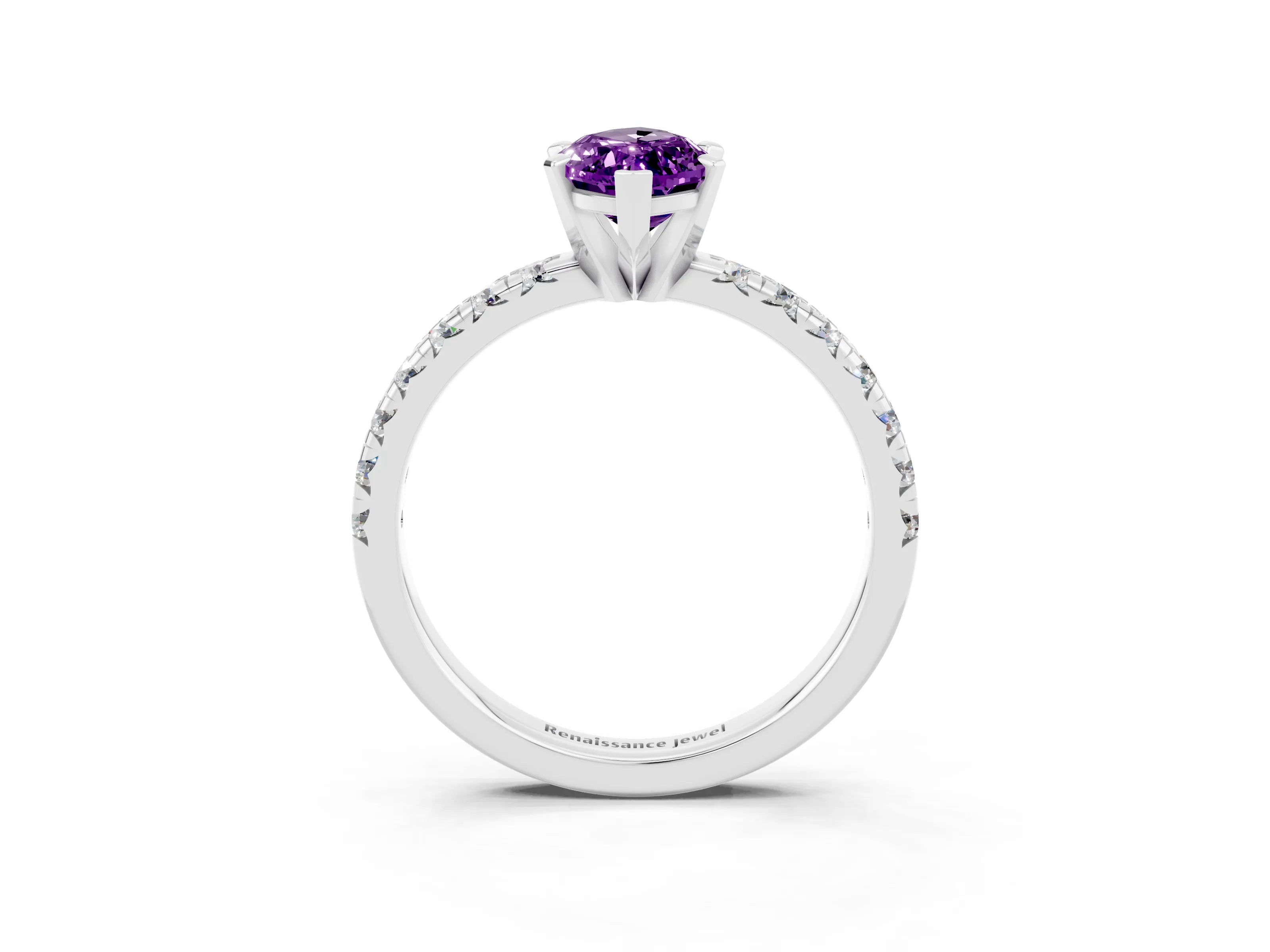 White gold Marquise Cut Solitaire Pave Diamond Engagement Ring with Four-Prong Setting_15