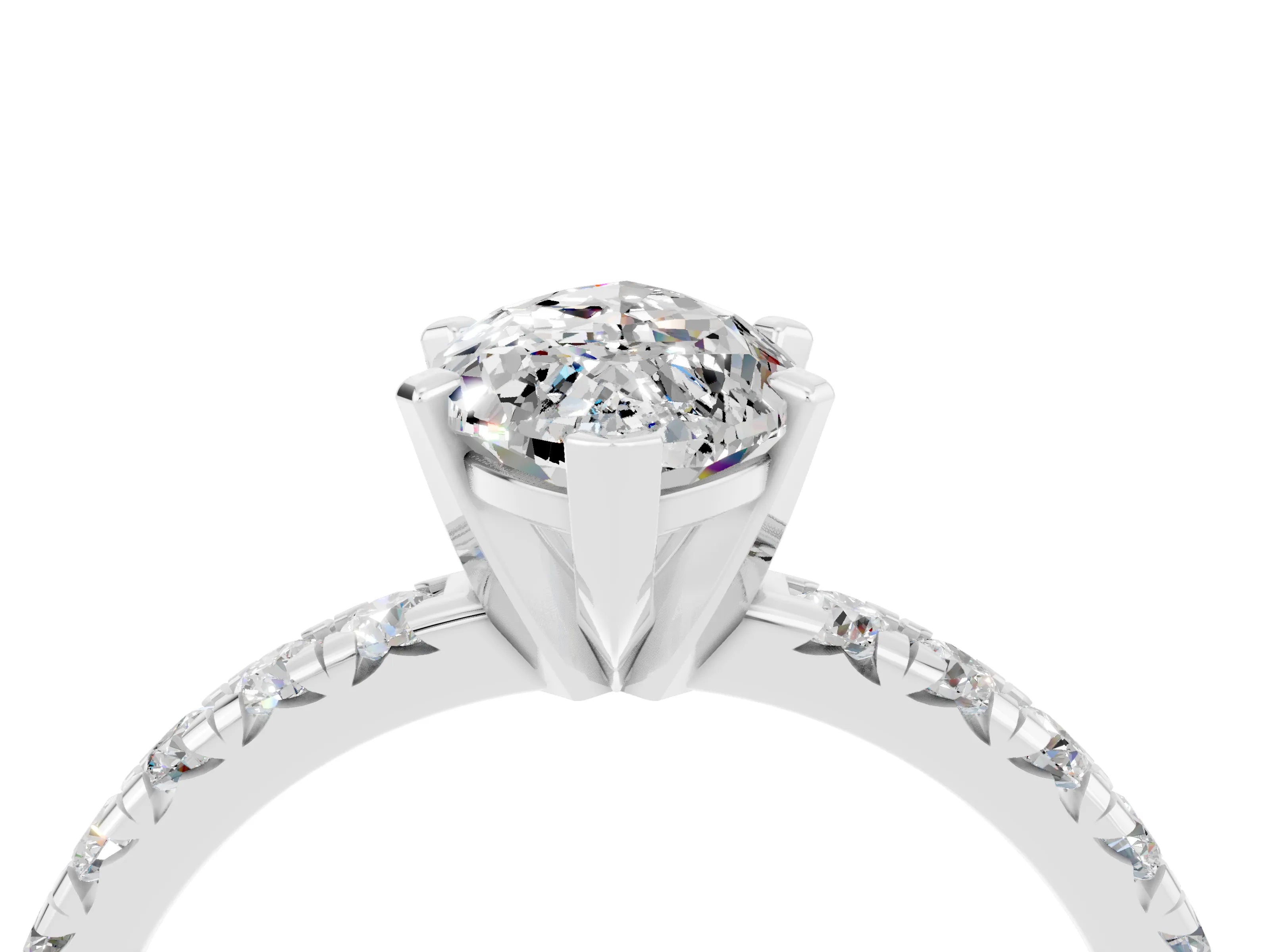 White gold Marquise Cut Solitaire Pave Diamond Engagement Ring with Four-Prong Setting_16