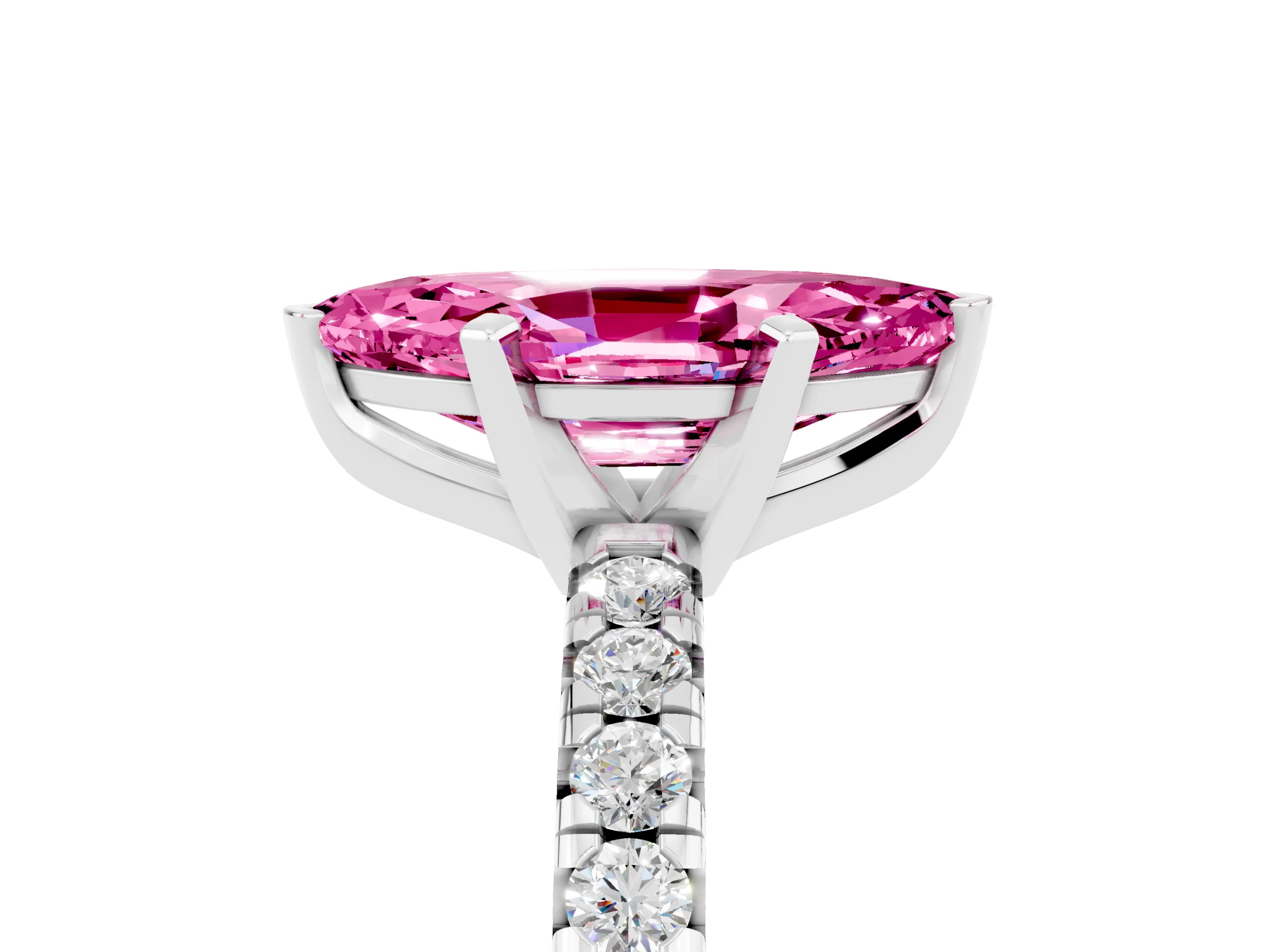 White gold Marquise Cut Solitaire Pave Diamond Engagement Ring with Four-Prong Setting_17