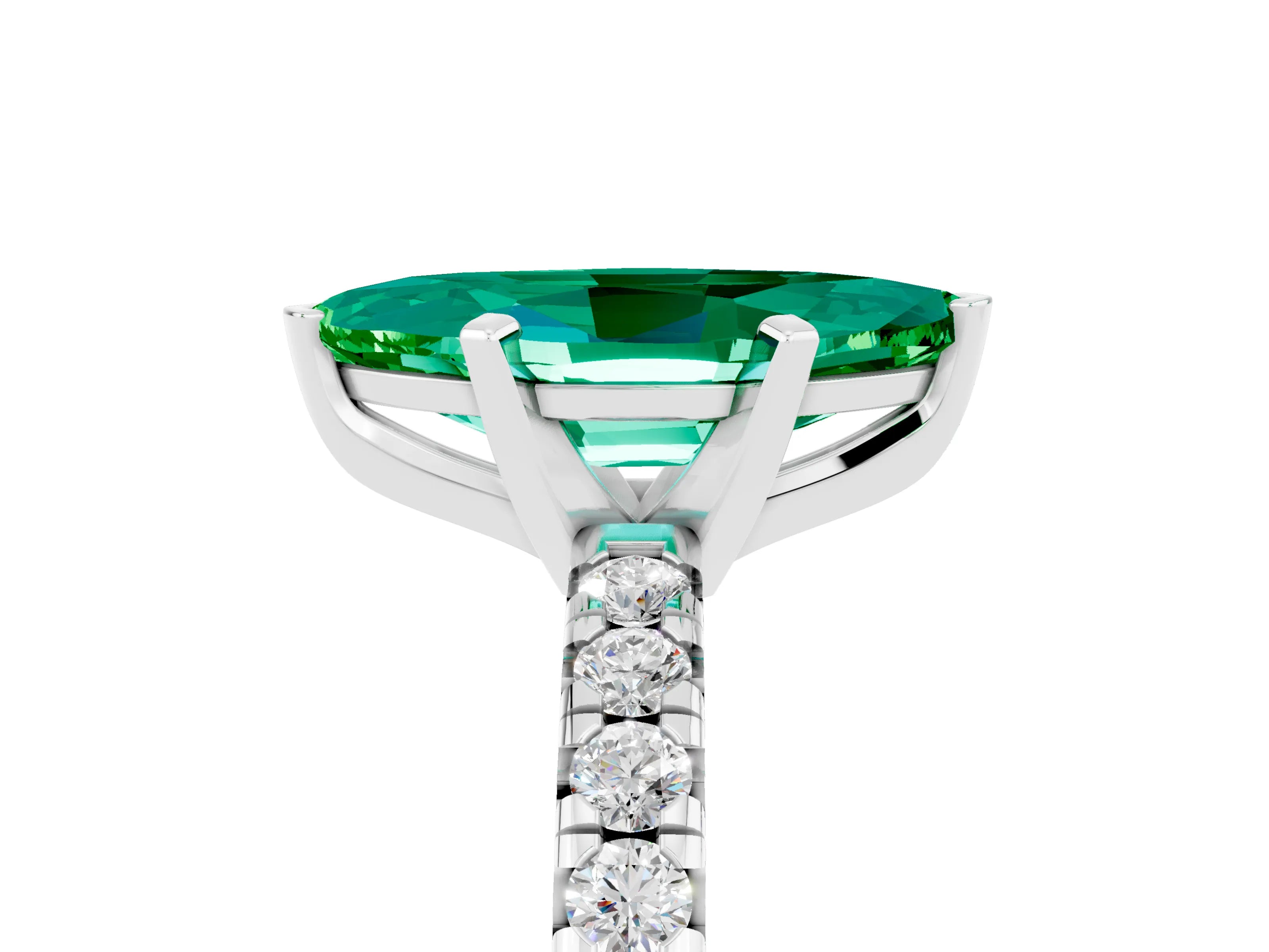 White gold Marquise Cut Solitaire Pave Diamond Engagement Ring with Four-Prong Setting_17