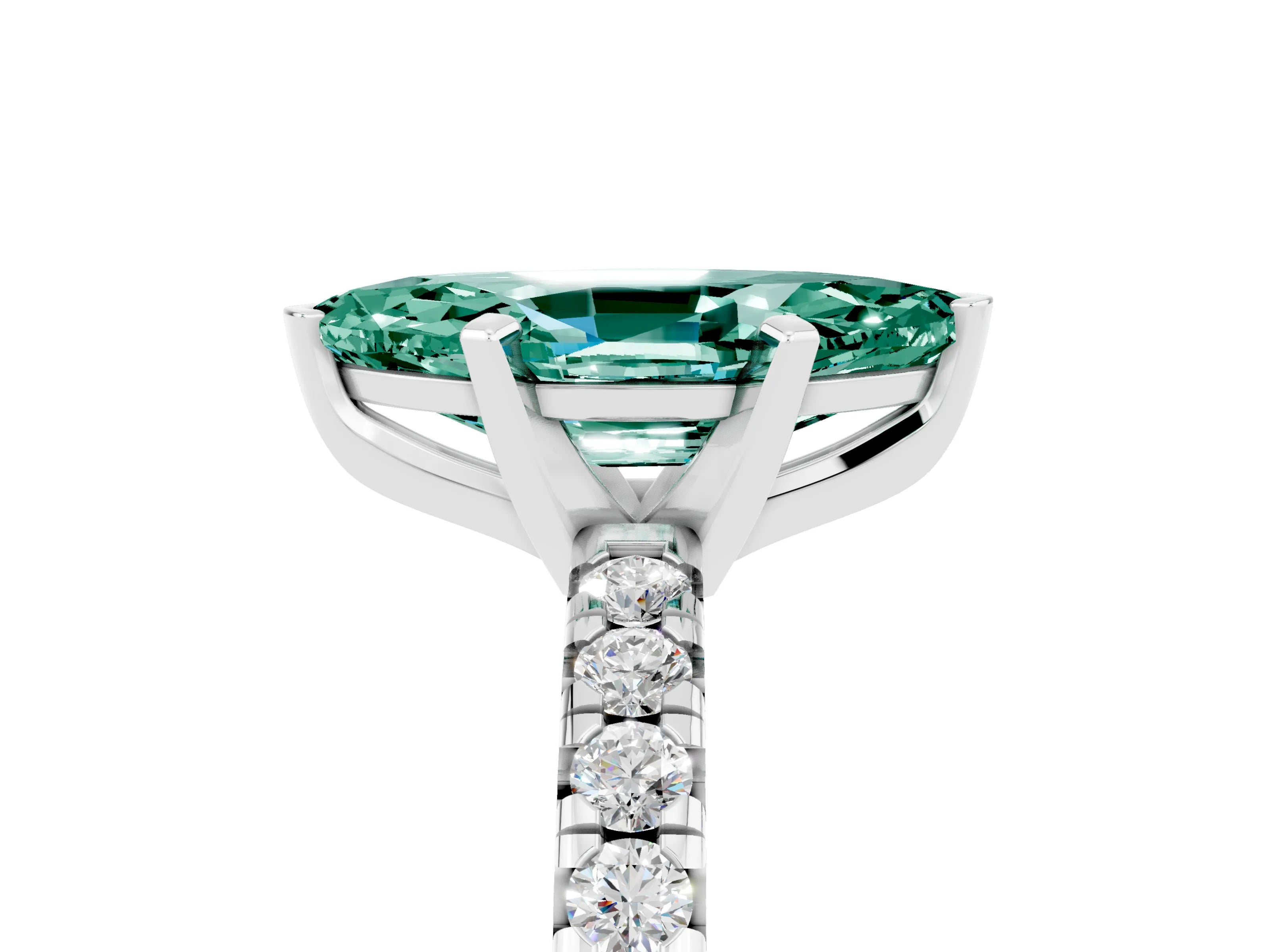 White gold Marquise Cut Solitaire Pave Diamond Engagement Ring with Four-Prong Setting_17