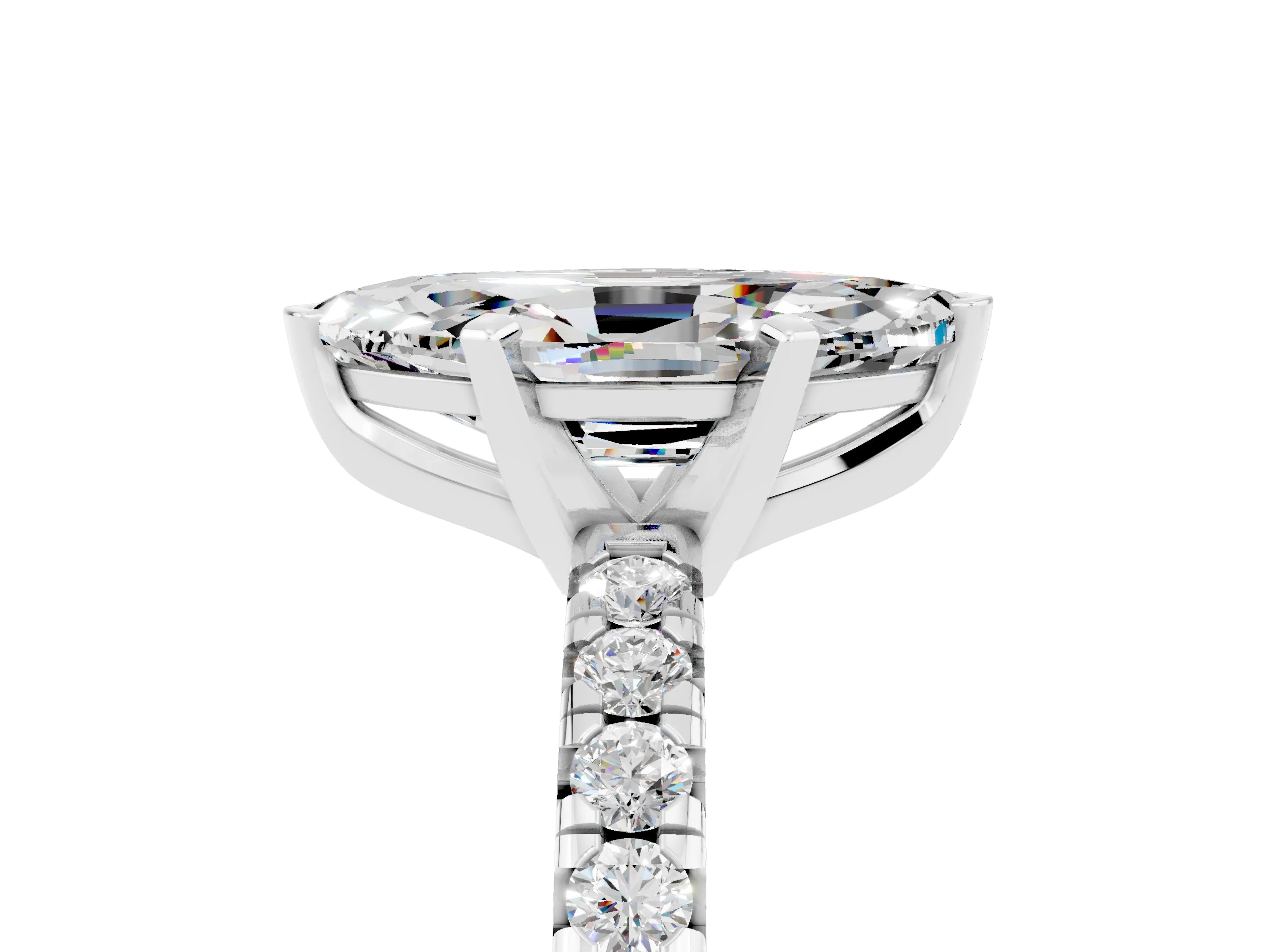 White gold Marquise Cut Solitaire Pave Diamond Engagement Ring with Four-Prong Setting_17