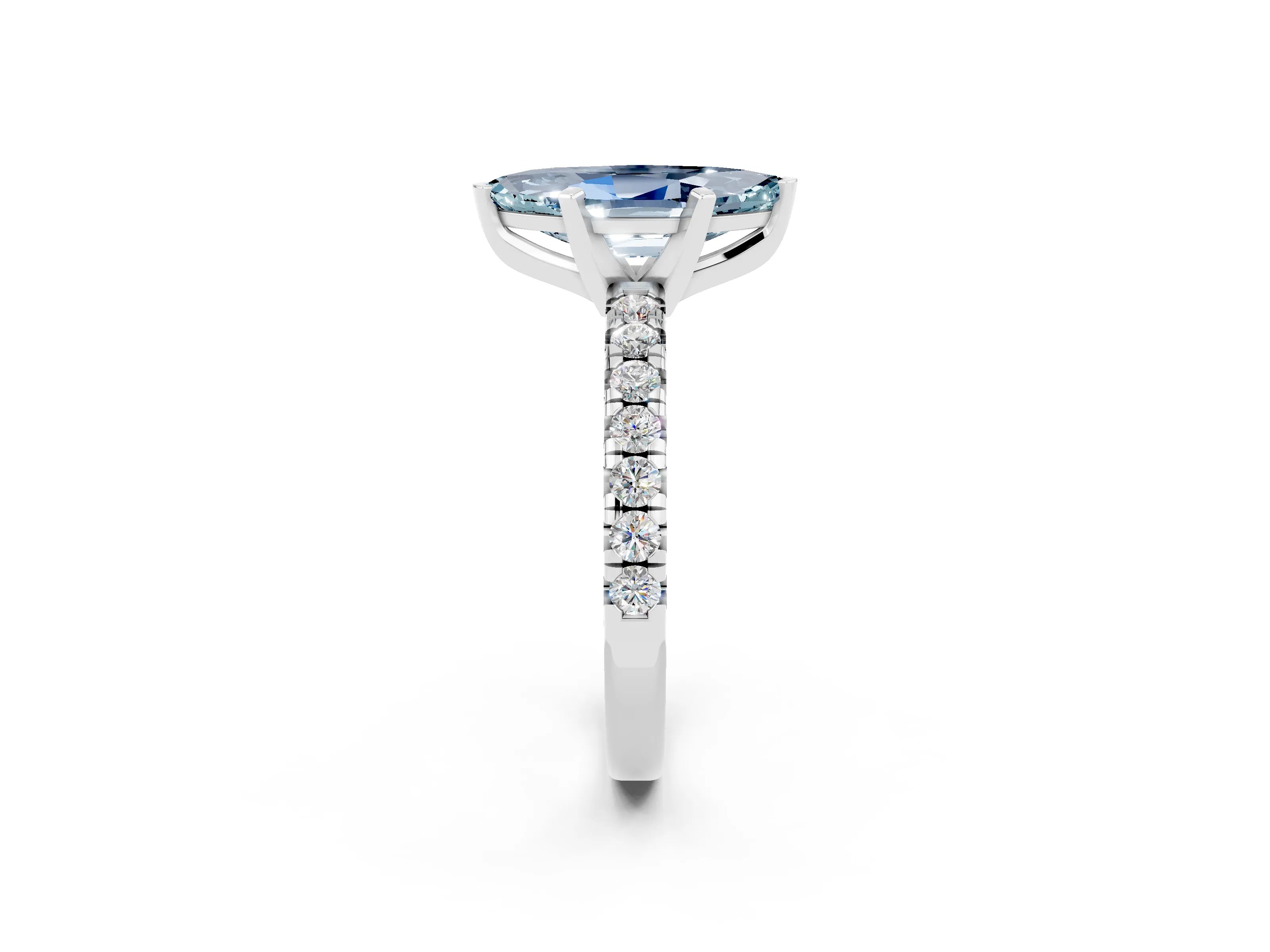 White gold Marquise Cut Solitaire Pave Diamond Engagement Ring with Four-Prong Setting_2