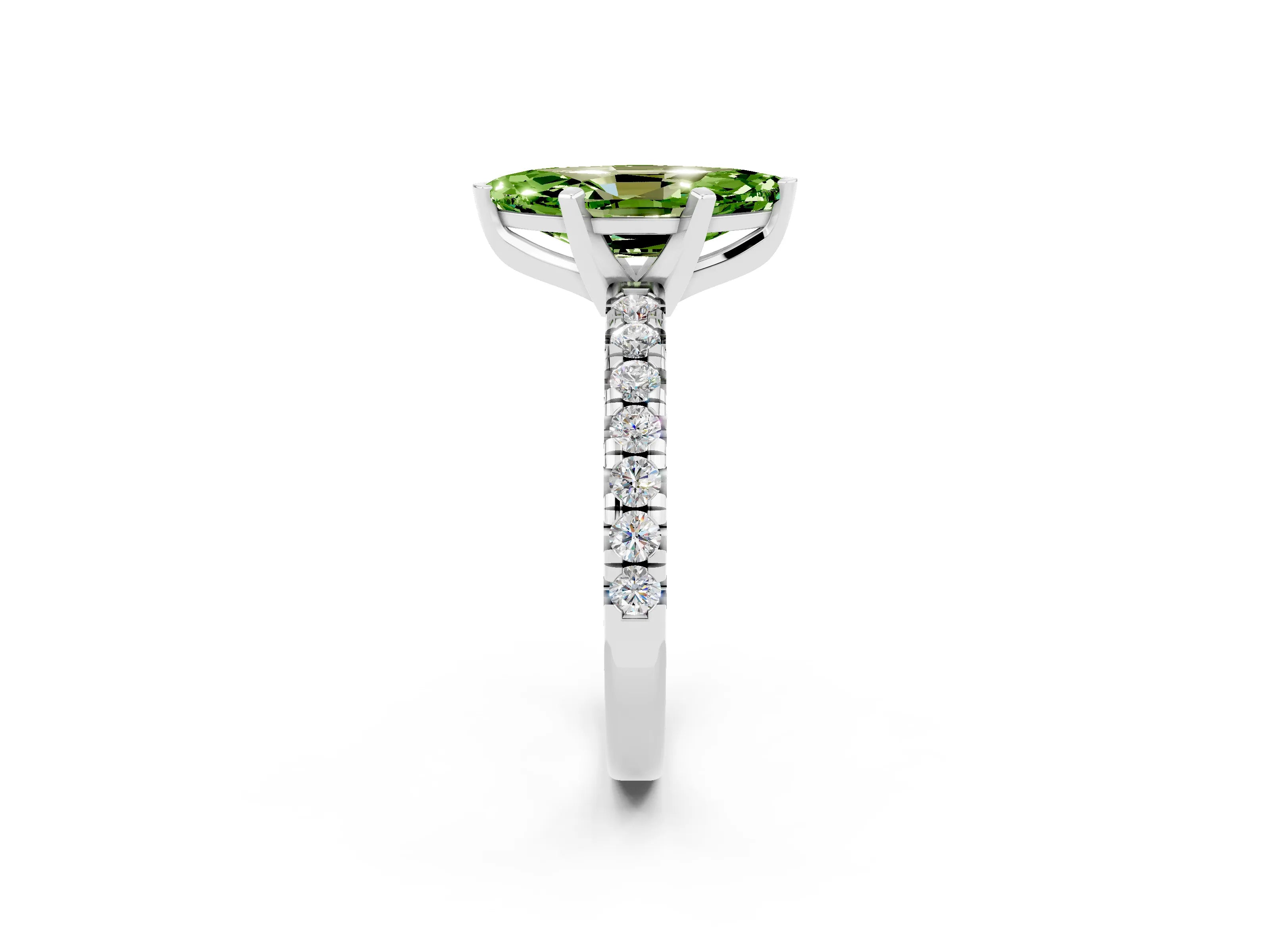 White gold Marquise Cut Solitaire Pave Diamond Engagement Ring with Four-Prong Setting_2