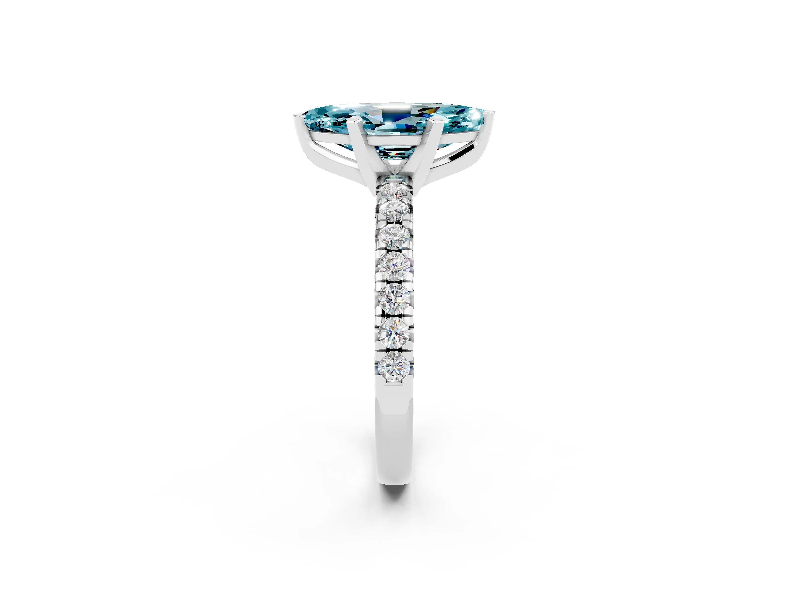White gold Marquise Cut Solitaire Pave Diamond Engagement Ring with Four-Prong Setting_2