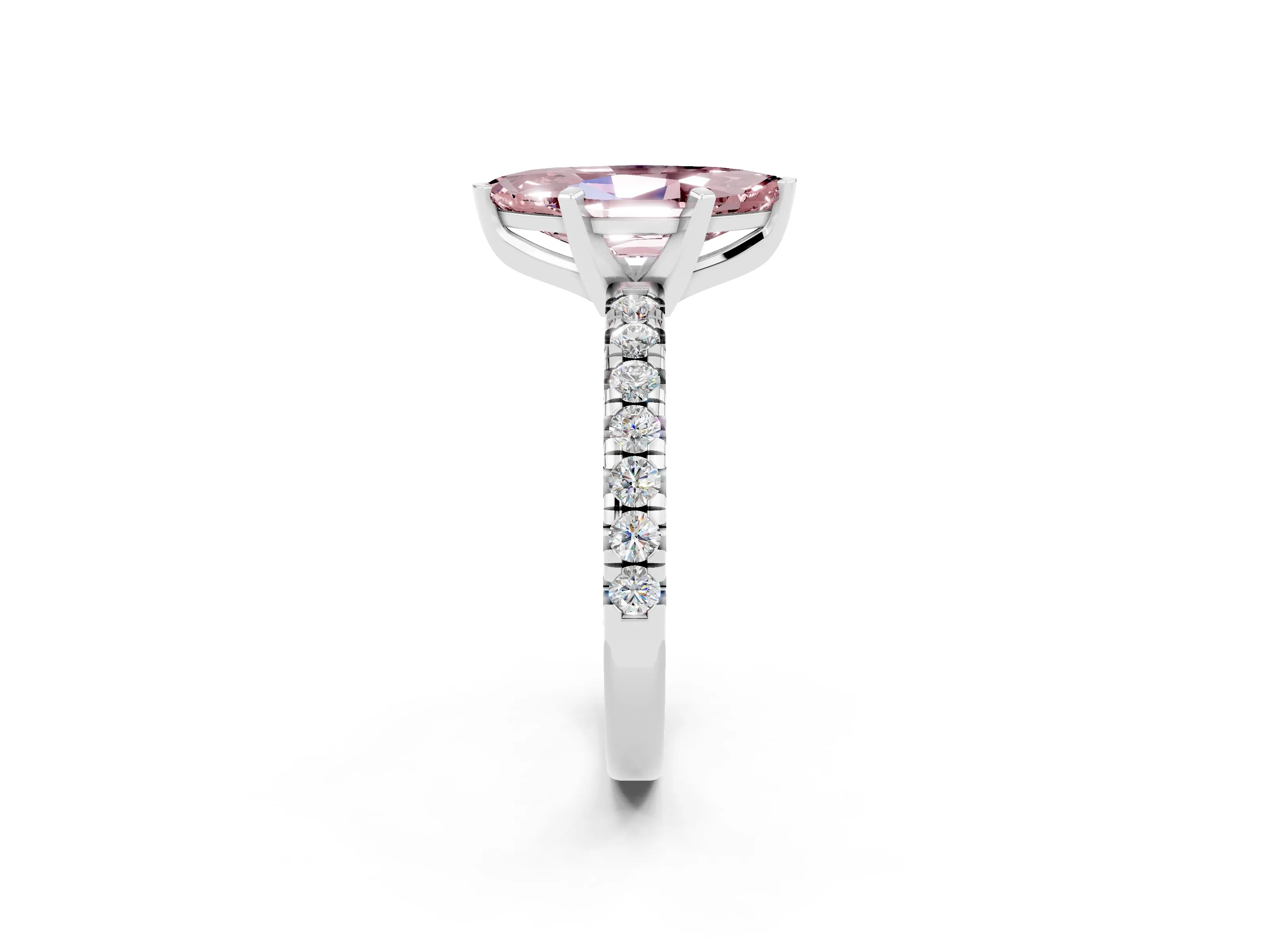 White gold Marquise Cut Solitaire Pave Diamond Engagement Ring with Four-Prong Setting_2