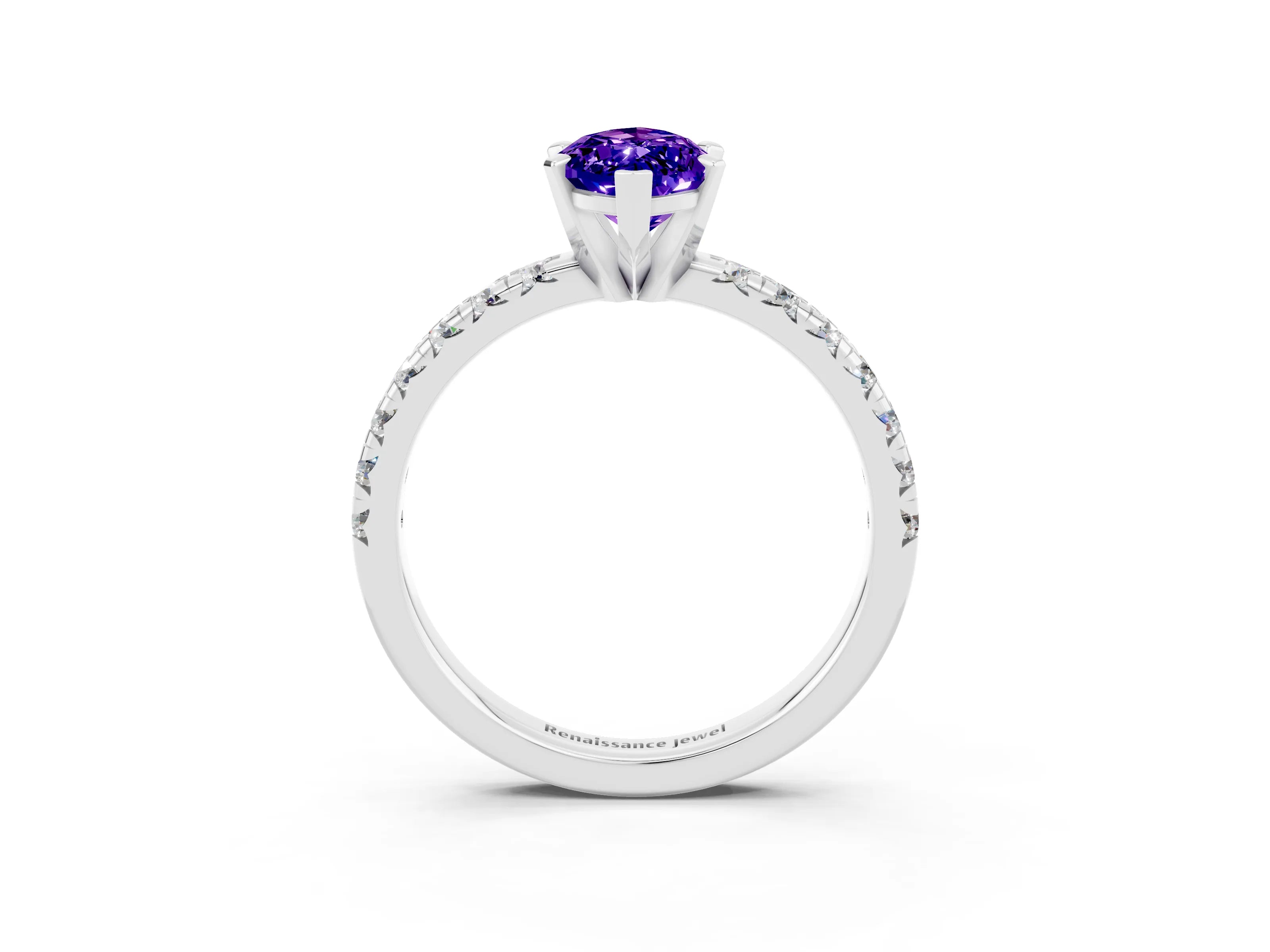 White gold Marquise Cut Solitaire Pave Diamond Engagement Ring with Four-Prong Setting_3