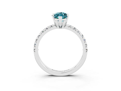White gold Marquise Cut Solitaire Pave Diamond Engagement Ring with Four-Prong Setting_3