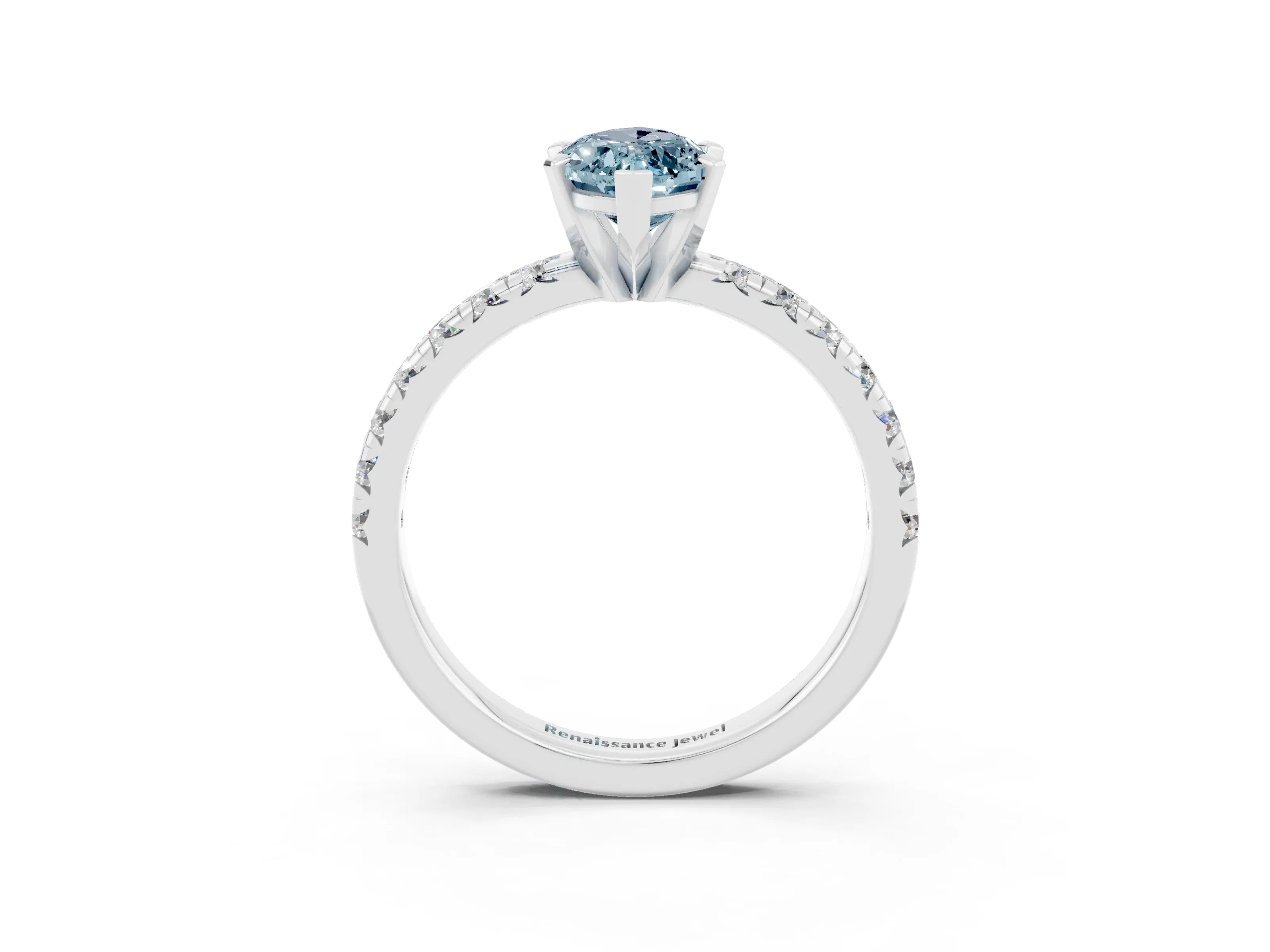 White gold Marquise Cut Solitaire Pave Diamond Engagement Ring with Four-Prong Setting_3