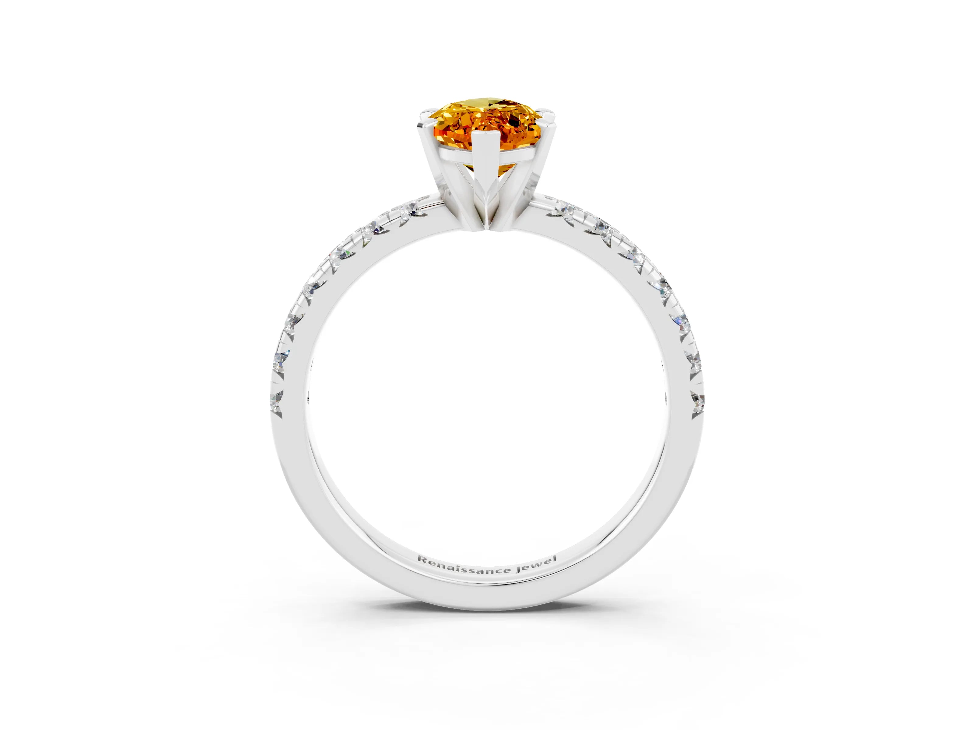 White gold Marquise Cut Solitaire Pave Diamond Engagement Ring with Four-Prong Setting_3
