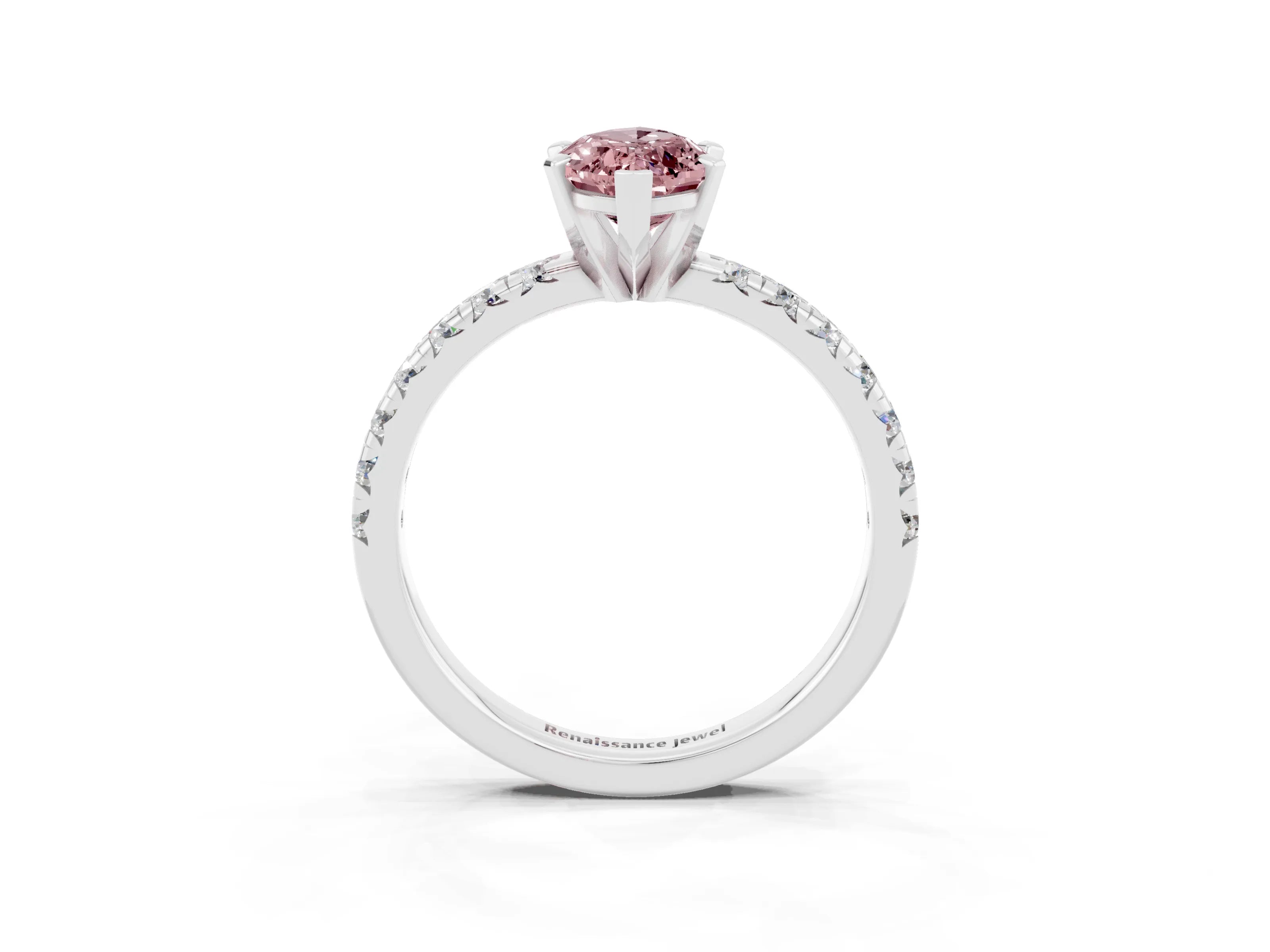 White gold Marquise Cut Solitaire Pave Diamond Engagement Ring with Four-Prong Setting_3