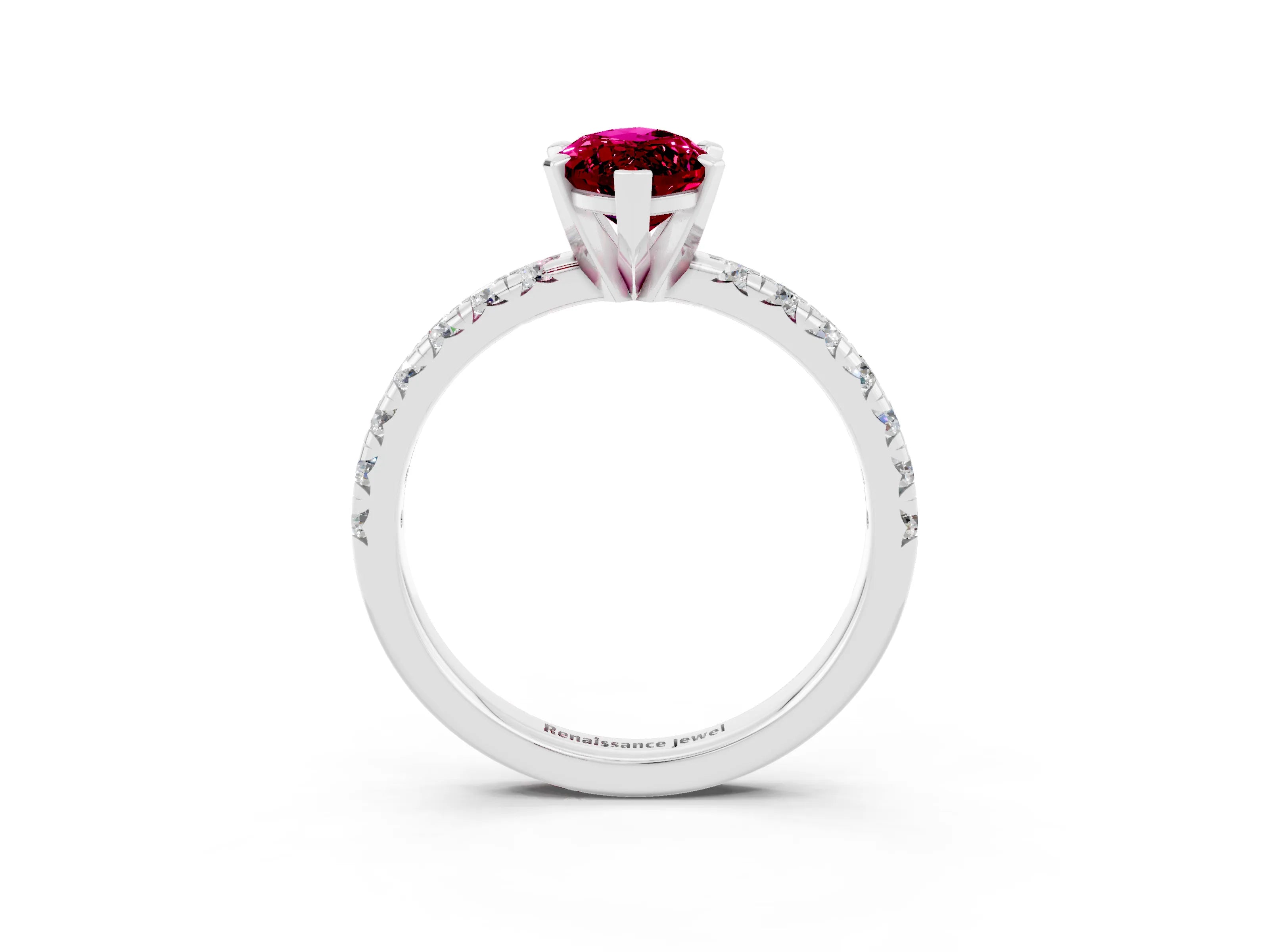 White gold Marquise Cut Solitaire Pave Diamond Engagement Ring with Four-Prong Setting_3