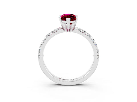 White gold Marquise Cut Solitaire Pave Diamond Engagement Ring with Four-Prong Setting_3