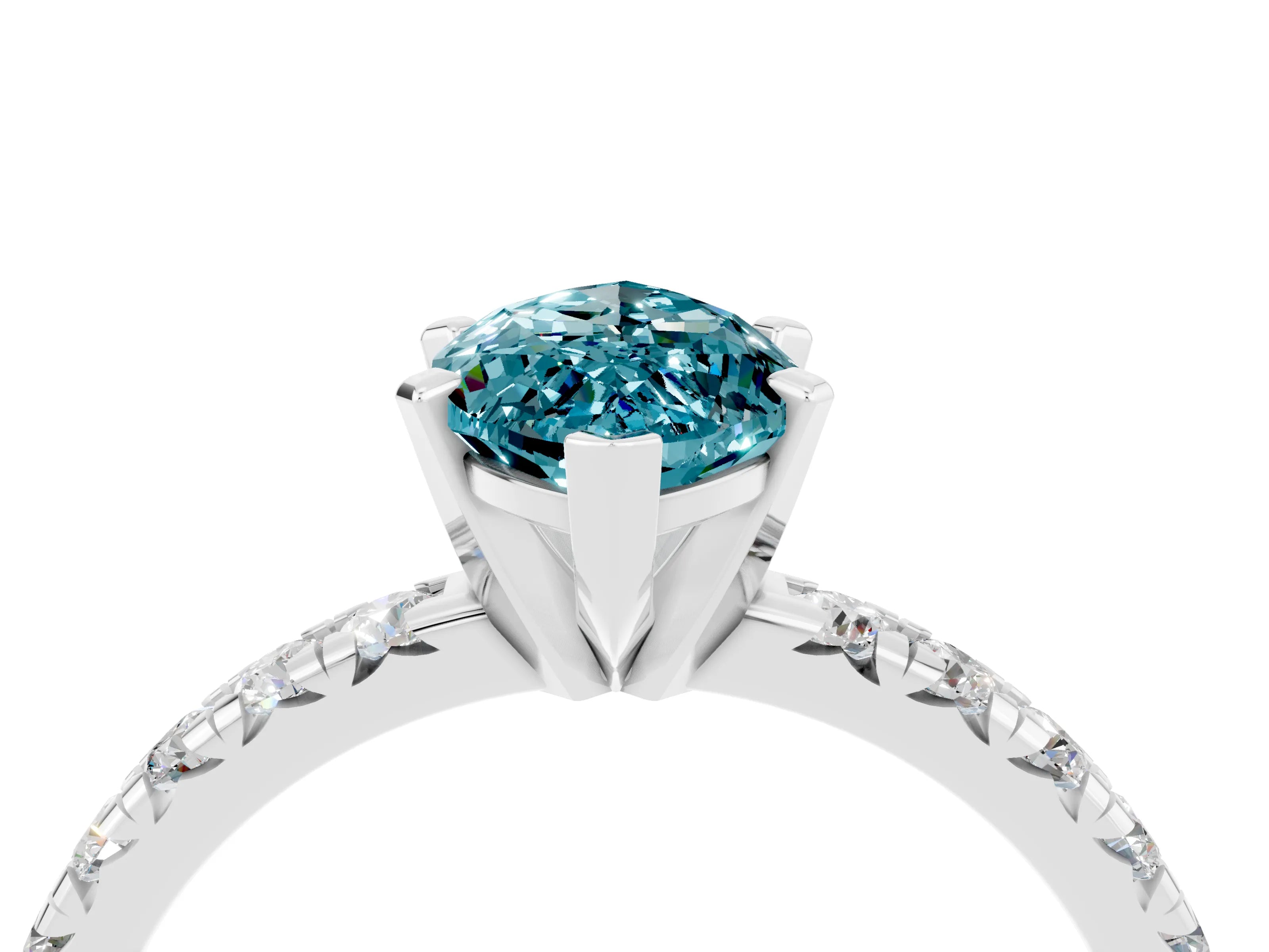 White gold Marquise Cut Solitaire Pave Diamond Engagement Ring with Four-Prong Setting_4