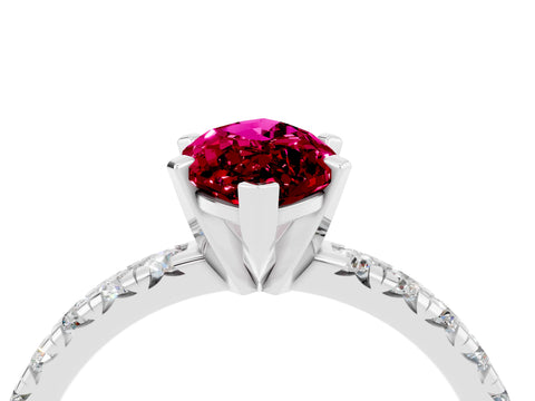 White gold Marquise Cut Solitaire Pave Diamond Engagement Ring with Four-Prong Setting_4
