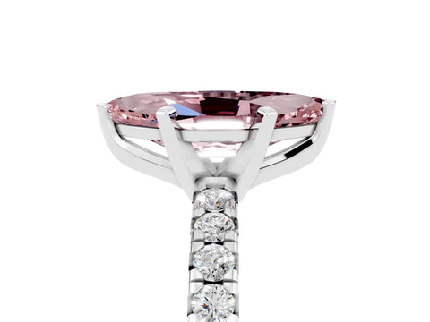 White gold Marquise Cut Solitaire Pave Diamond Engagement Ring with Four-Prong Setting_5
