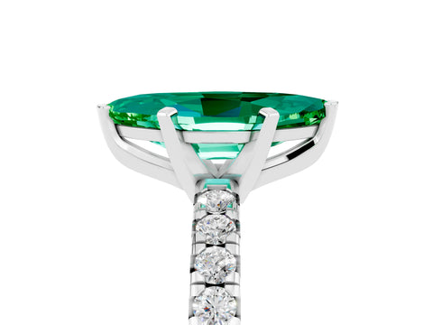 White gold Marquise Cut Solitaire Pave Diamond Engagement Ring with Four-Prong Setting_5