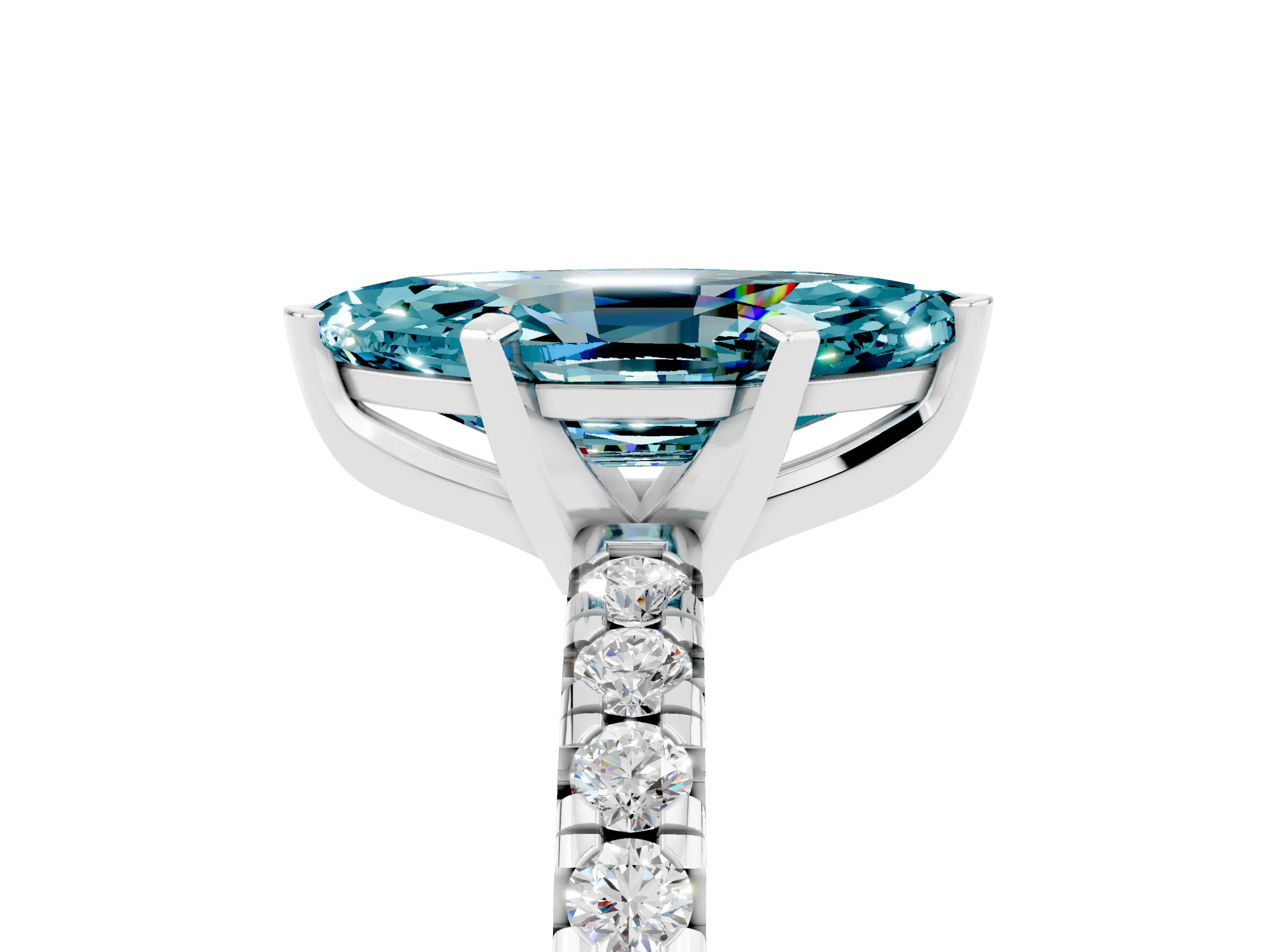 White gold Marquise Cut Solitaire Pave Diamond Engagement Ring with Four-Prong Setting_5