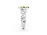 White gold Marquise Cut Solitaire Peridot Leaf-Inspired Vine Band Ring with Prong Setting_2