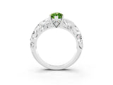 White gold Marquise Cut Solitaire Peridot Leaf-Inspired Vine Band Ring with Prong Setting_3