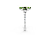 White gold Marquise Cut Solitaire Peridot Ring with Pave Band and Four-Prong Setting_2