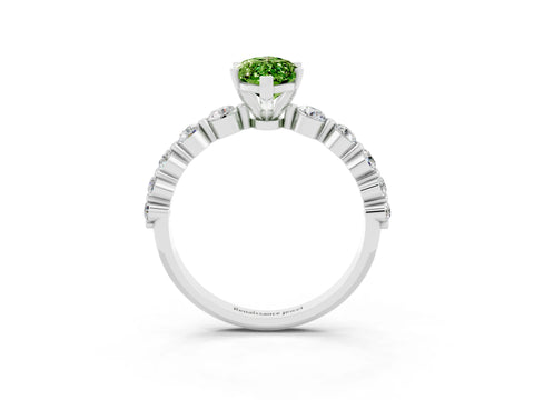 White gold Marquise Cut Solitaire Peridot Ring with Pave Band and Four-Prong Setting_3