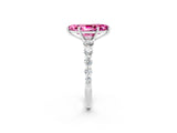 White gold Marquise Cut Solitaire Pink Sapphire Ring with Pave Band and Four-Prong Setting_26