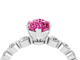 White gold Marquise Cut Solitaire Pink Sapphire Ring with Pave Band and Four-Prong Setting_28
