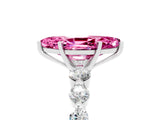 White gold Marquise Cut Solitaire Pink Sapphire Ring with Pave Band and Four-Prong Setting_29