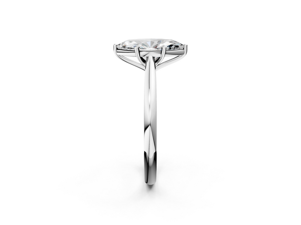 White gold Marquise Cut Solitaire Ring with Cathedral Band and Four-Prong Setting