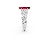 White gold Marquise Cut Solitaire Ruby Leaf-Inspired Vine Band Ring with Prong Setting_2