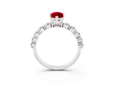 White gold Marquise Cut Solitaire Ruby Ring with Pave Band and Four-Prong Setting_3