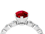 White gold Marquise Cut Solitaire Ruby Ring with Pave Band and Four-Prong Setting_4