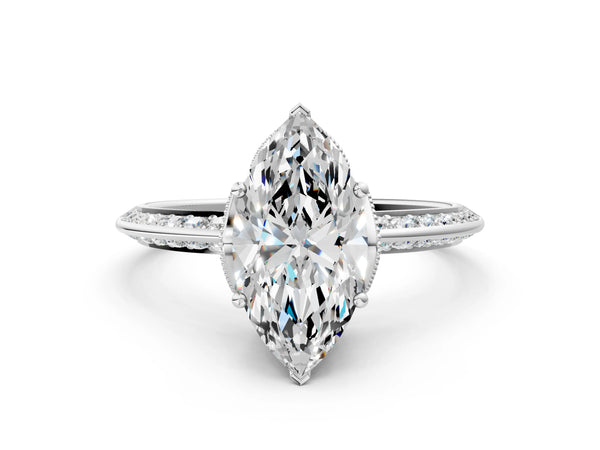 White Gold Round Graduated Pave Engagement Ring Setting