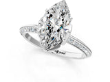 White gold Marquise Cut Solitaire Split Shank Pave Diamond Engagement Ring with Four-Prong Setting_411