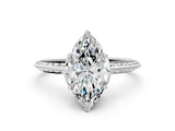 White gold Marquise Cut Solitaire Split Shank Pave Diamond Engagement Ring with Four-Prong Setting_452