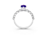 White gold Marquise Cut Solitaire Tanzanite Ring with Pave Band and Four-Prong Setting_3